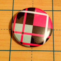 Plaid purple and black 1 inch pinback button