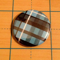 Plaid blue and black 1 inch pinback button
