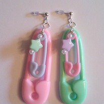 Safety Pin Charm Earrings