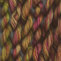 Cabana Pink Yellow Llama Mohair Single Ply Handspun Hand dyed Yarn