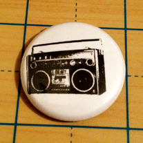 Boom box ghetto blaster 1 inch pinback button