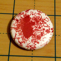 Word Explosion Red typeface 1 inch pinback button