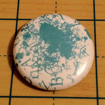 Word Explosion Blue typeface 1 inch pinback button