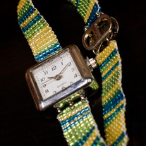 Spring Colors Beaded Band Analog Watch