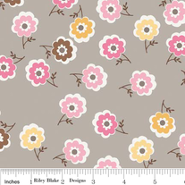 1/2 Yard-Daisy Cottage Mini Floral/ C2756 Gray 