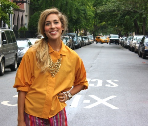 Vintage Mustard Button-down Blouse