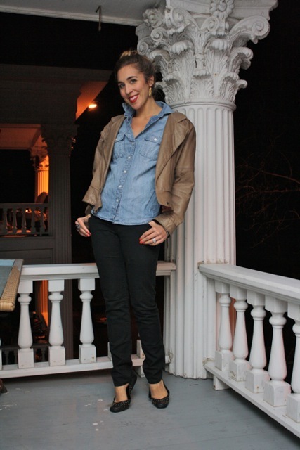 Vintage Gray Leather Moto Jacket