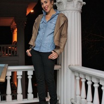 Vintage Gray Leather Moto Jacket
