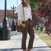 Vintage Cropped Patterned Trousers