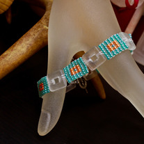 Aqua and Salmon Beaded Bracelet