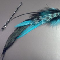 Feather bobby pin hanging on recycled wire