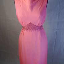 Vintage Pink Chiffon Jeweled Dress