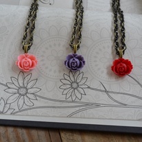 Vintage Inspired Rose Cabochon Necklace - PICK THE COLOR