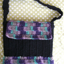 Black and Multicolor Crocheted Purse