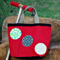 Handbag - Red Linen Tote