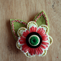 Olive Felt Flower Pin