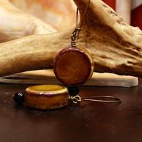 Roasted Mustard Porcelain Coin Earrings