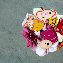 Felt Flower Baby Animal Bouquet