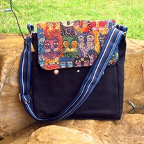 Postman Messenger Bag - Kitty in Blue Straps 