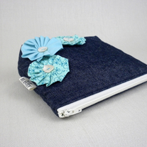 MAKE UP BAG IN DENIM & AQUA -ON SALE-