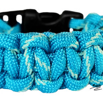 Neon Turquoise Blue Glow in the Dark Paracord Survival Bracelet - Dual Core