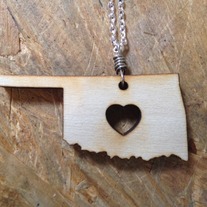 Oklahoma Wood Cut Necklace
