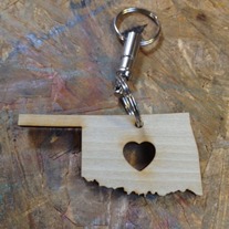 Oklahoma Woodcut Keychain 