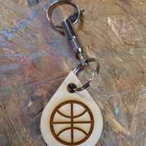 Woodcut Basketball Keychain