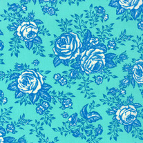 1/2 Yard-Summer House Toile Cabbage Roses in Robin's Egg Blue/1144312
