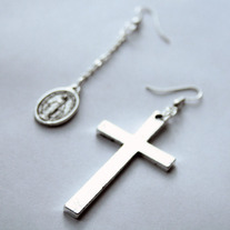 "Religion" Large Silver Earrings