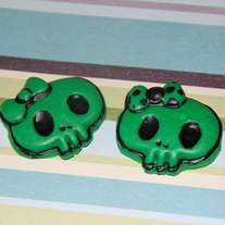 Skull Cabochons (set of two) Green
