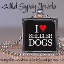 Dog Puppy HEART ASPCA Shelter PETS rescue SAVE glass tile metal pendant necklace