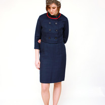 1960's Striped Navy Two-Piece Dress