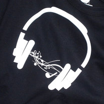 Headphones and notes tshirt