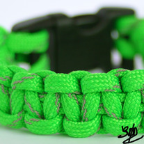 Neon Green Reflective Paracord Survival Bracelet - Dual Core
