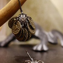 Coin Medallion Gunmetal and Brass Earrings
