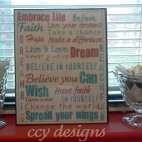 Inspirational subway art 8 x 10 {Red & light blue}