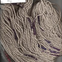 118 Yards Natural Gray w/ Purple Stacks Art Spun Handspun Art Yarn by McRanch Knit Weave