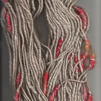 79 Yards Natural Gray w/ Sunset Stacks Handspun Art Yarn by McRanch Knit Weave