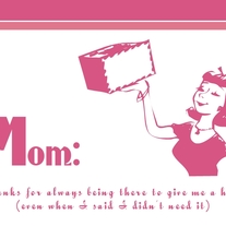 Mother's Day Glossy Blank Greeting Card - Retro Pink