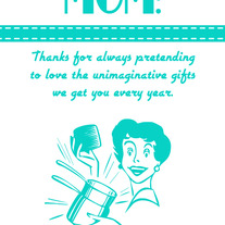 Mother's Day Blank Glossy Greeting Card - Retro Turquoise