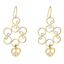 Golden Peace Heart Earrings