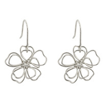 Silvertone Floral Earring Set