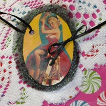  Girl on Ladder Oval Ornament