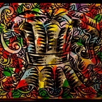 "La Cafetera"-Hand painted cigar box. Acrylic paint and marker.