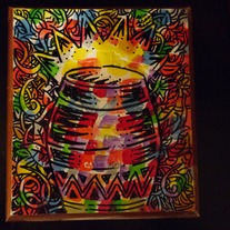 "Bongos"-Hand painted cigar box. Acrylic paint and marker.