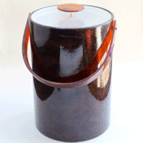 Tall Ice Bucket - Georges Briard, MCM, Patent Leather & Lucite