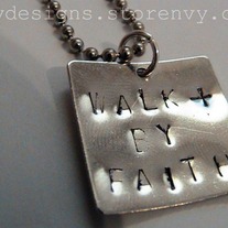 Walk by faith handstamped necklace