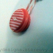 Orange stripe button necklace