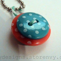Blue & Orange polkadot necklace